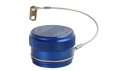 A picture of a blue fill cap