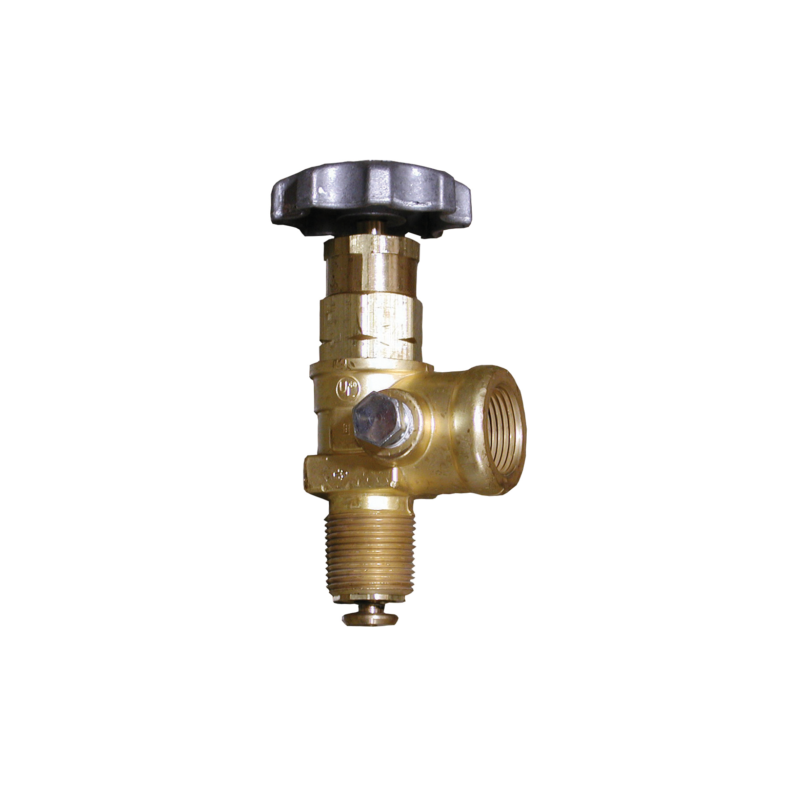 A gold globe and angle valve