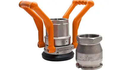 A dry coupling with orange handle
